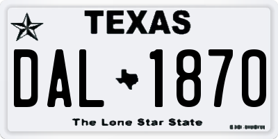 TX license plate DAL1870