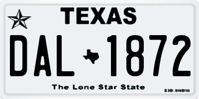 TX license plate DAL1872