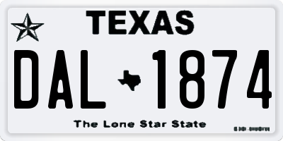 TX license plate DAL1874