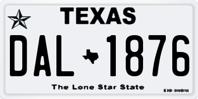TX license plate DAL1876