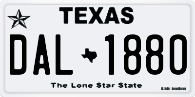 TX license plate DAL1880