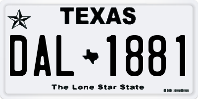 TX license plate DAL1881