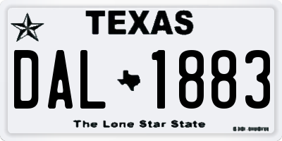 TX license plate DAL1883