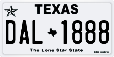 TX license plate DAL1888