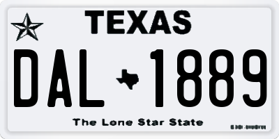 TX license plate DAL1889