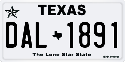 TX license plate DAL1891