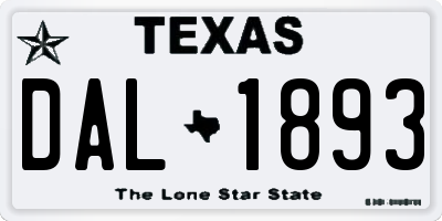 TX license plate DAL1893