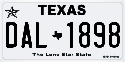 TX license plate DAL1898