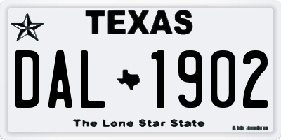 TX license plate DAL1902