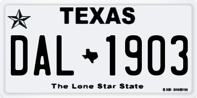 TX license plate DAL1903