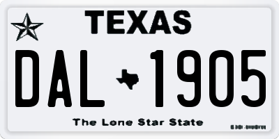 TX license plate DAL1905
