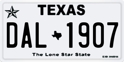 TX license plate DAL1907