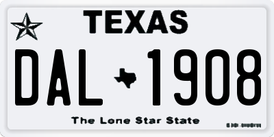 TX license plate DAL1908