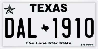 TX license plate DAL1910