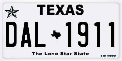 TX license plate DAL1911