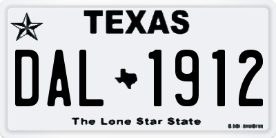 TX license plate DAL1912