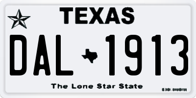 TX license plate DAL1913