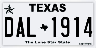 TX license plate DAL1914