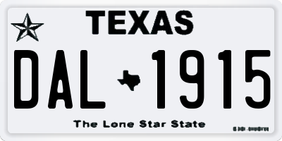 TX license plate DAL1915