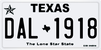 TX license plate DAL1918