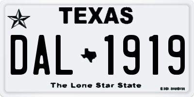 TX license plate DAL1919