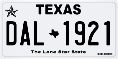 TX license plate DAL1921