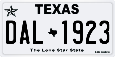 TX license plate DAL1923