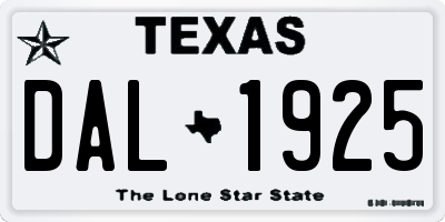 TX license plate DAL1925