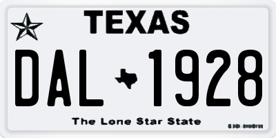 TX license plate DAL1928