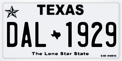TX license plate DAL1929