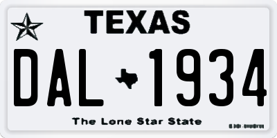 TX license plate DAL1934