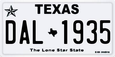 TX license plate DAL1935