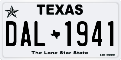 TX license plate DAL1941