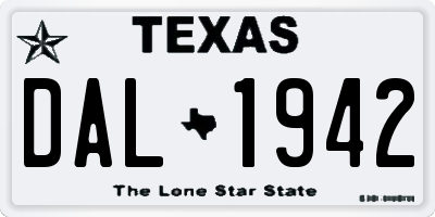 TX license plate DAL1942