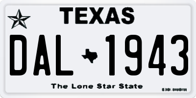 TX license plate DAL1943