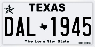 TX license plate DAL1945