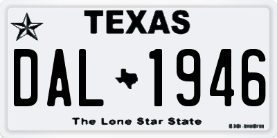 TX license plate DAL1946