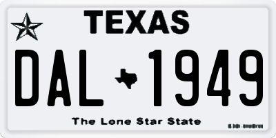 TX license plate DAL1949