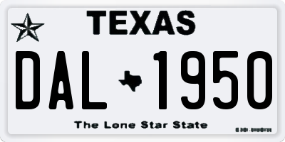TX license plate DAL1950