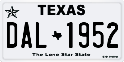 TX license plate DAL1952