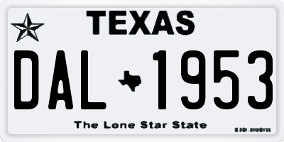 TX license plate DAL1953