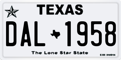 TX license plate DAL1958