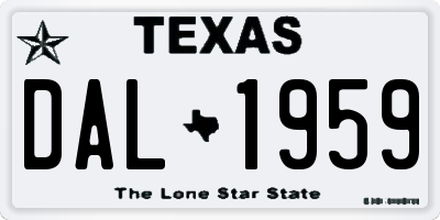 TX license plate DAL1959