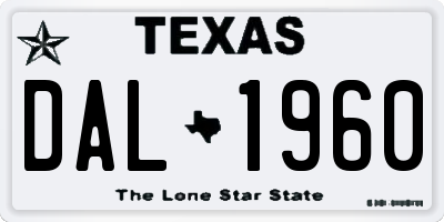 TX license plate DAL1960