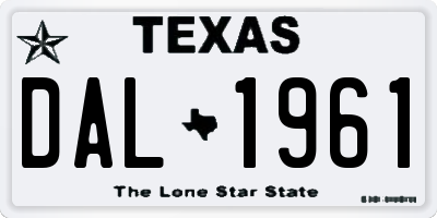 TX license plate DAL1961