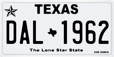 TX license plate DAL1962