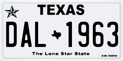TX license plate DAL1963