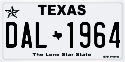 TX license plate DAL1964