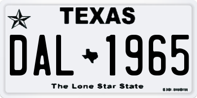 TX license plate DAL1965
