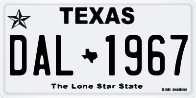 TX license plate DAL1967